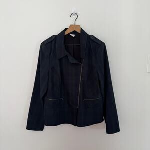 CAbi 3181 women's Green Tartan Plaid Zip Jacket Size 16